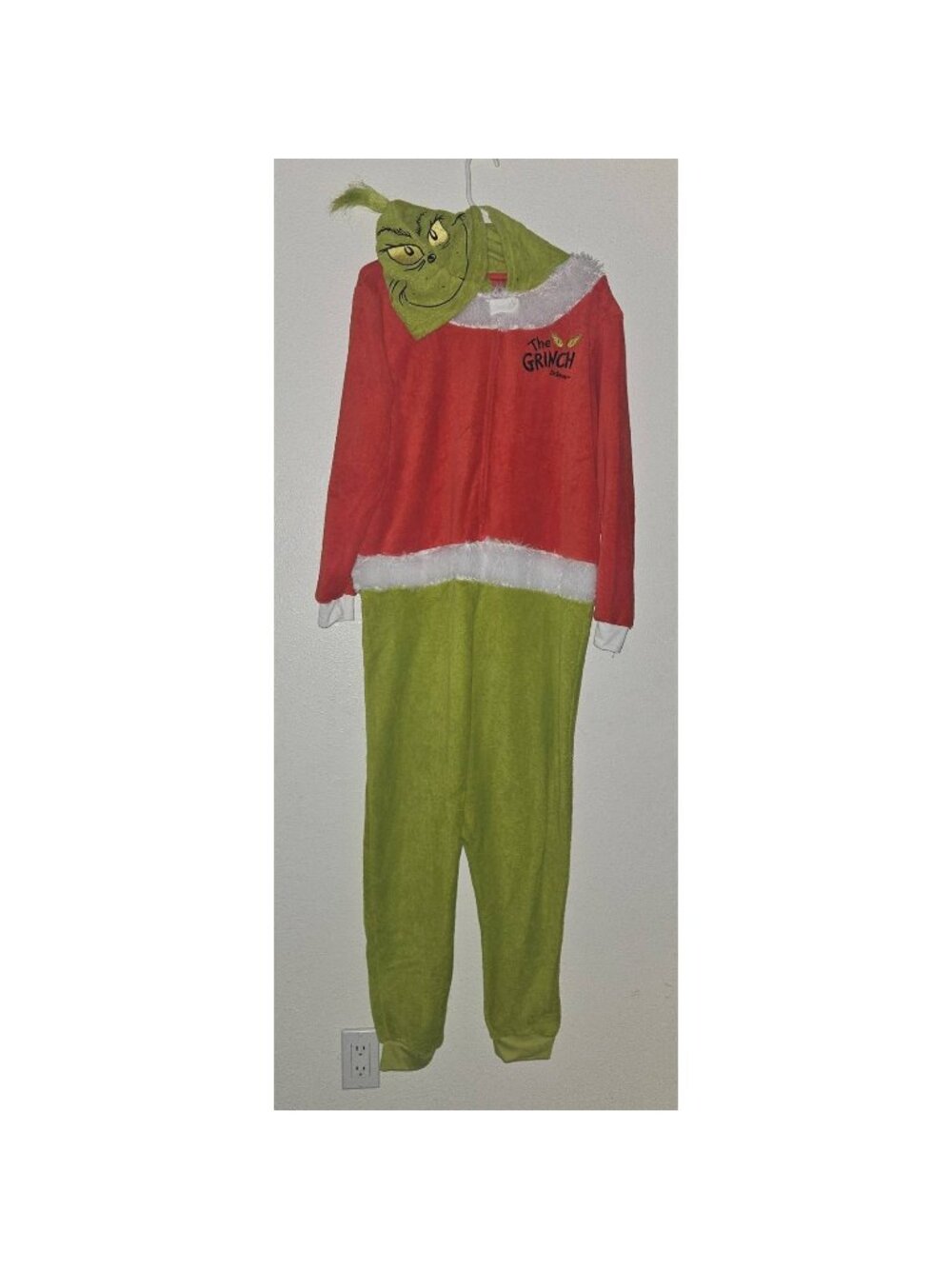 NEW Grinch Stole Christmas Fleece Pajamas Hooded Adult Large 10-12 Seuss 2025